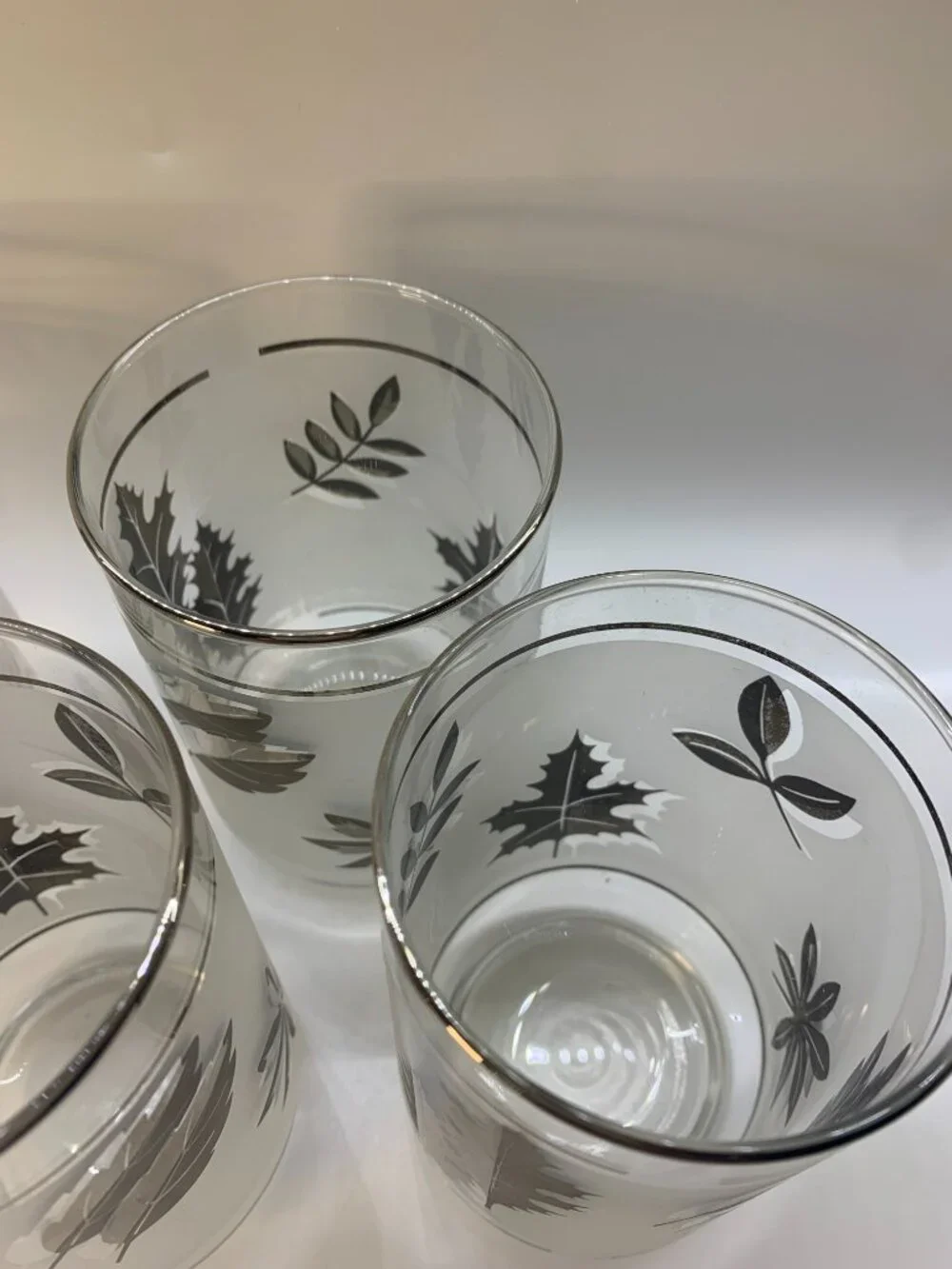 Vintage Libbey Silver Foliage Glasses 12 oz Set of 4